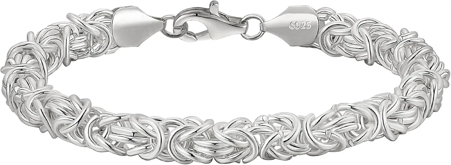 925 Sterling Silver Byzantine Bracelet for Women Handmade Jewelry Gifts for Her