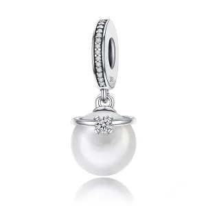 925 Sterling Silver Chic Pearl Charm For Diy Bracelets