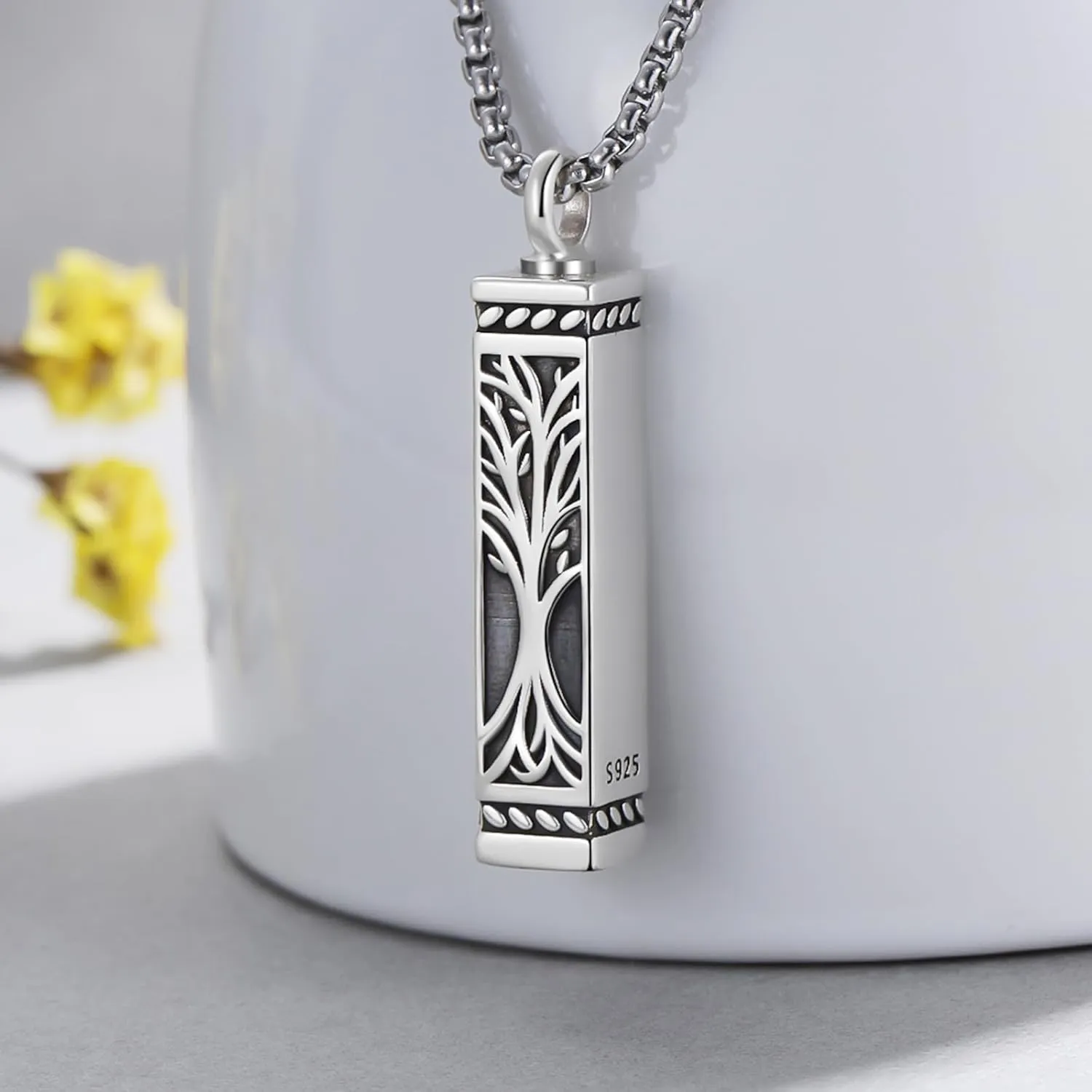 925 Sterling Silver Cremation Jewelry Urn Pendant Necklace for Ashes with Stainless Steel Chain