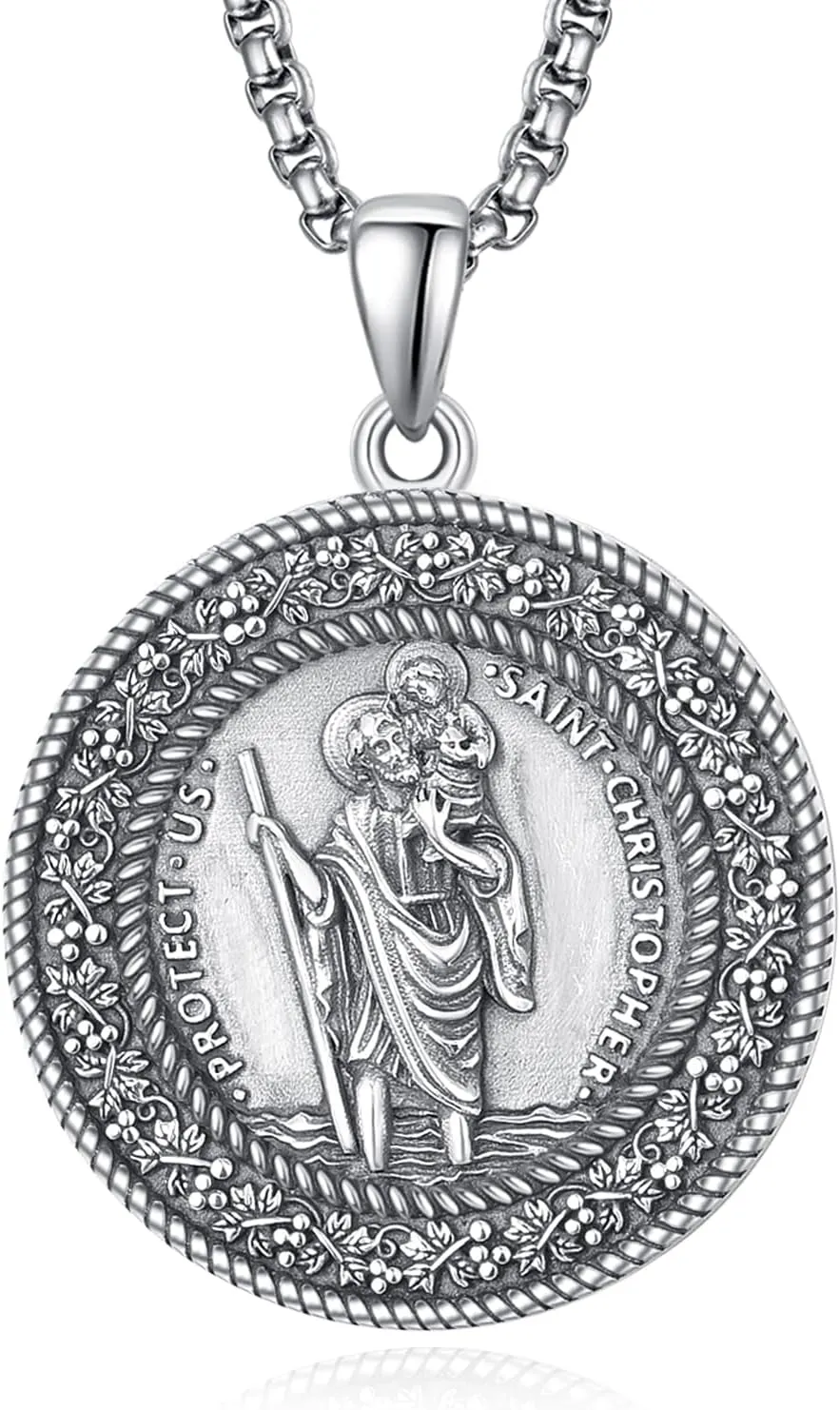 925 Sterling Silver Cross Crucifix Jesus Christ INRI Pendant Necklace for Men Women Medal Christian Religious Necklaces for Mens