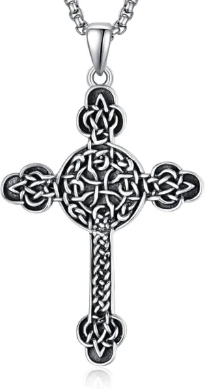 925 Sterling Silver Cross Crucifix Jesus Christ INRI Pendant Necklace for Men Women Medal Christian Religious Necklaces for Mens