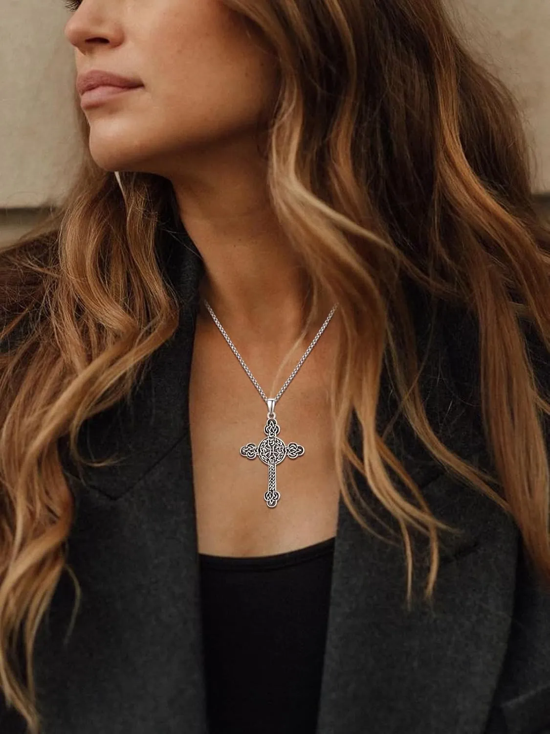 925 Sterling Silver Cross Crucifix Jesus Christ INRI Pendant Necklace for Men Women Medal Christian Religious Necklaces for Mens
