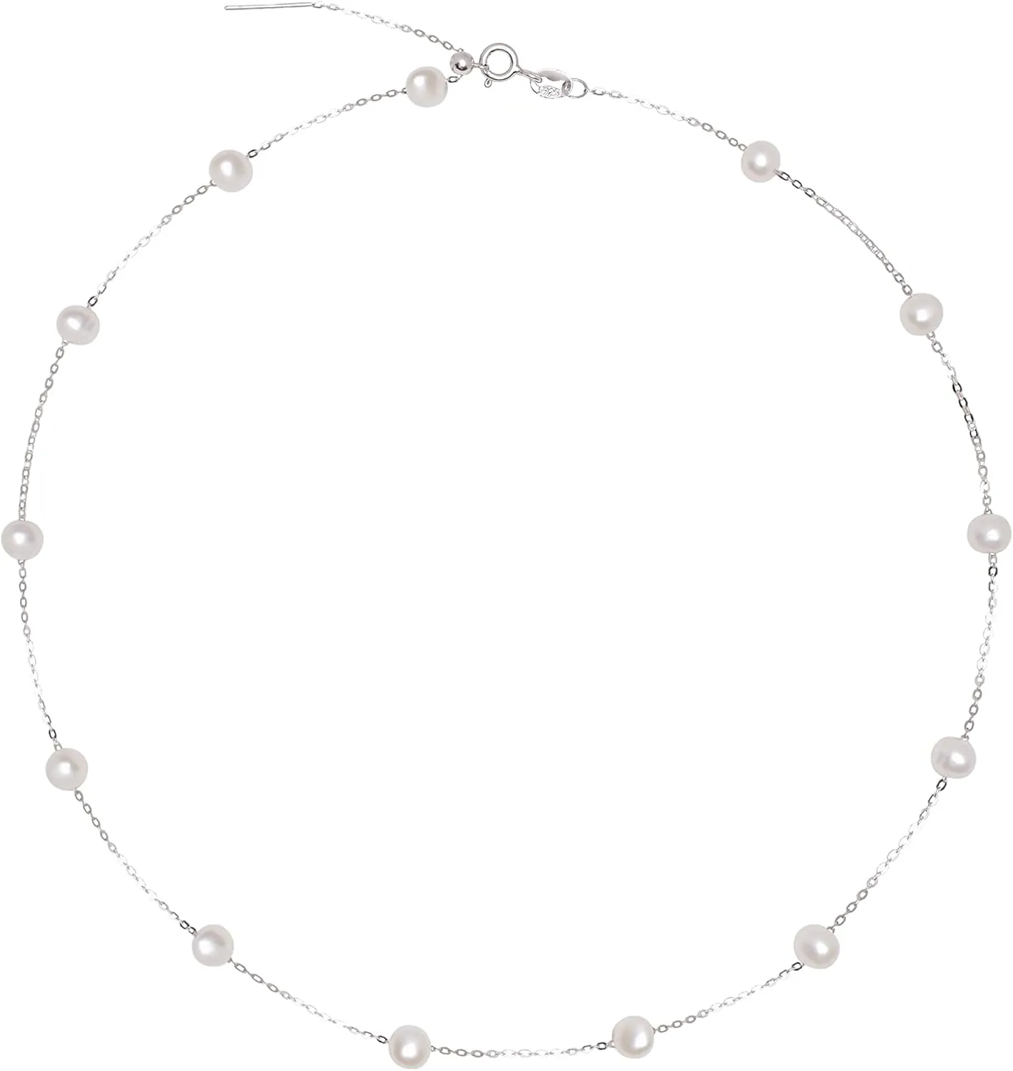 925 Sterling Silver Dainty Freshwater Cultured Pearl Choker Necklace White Genuine Real Pearl Charm Necklaces Jewelry Gifts for Her