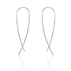 925 Sterling Silver Handmade Pull through Threader Minimalist Wire Hoop Earrings for Women