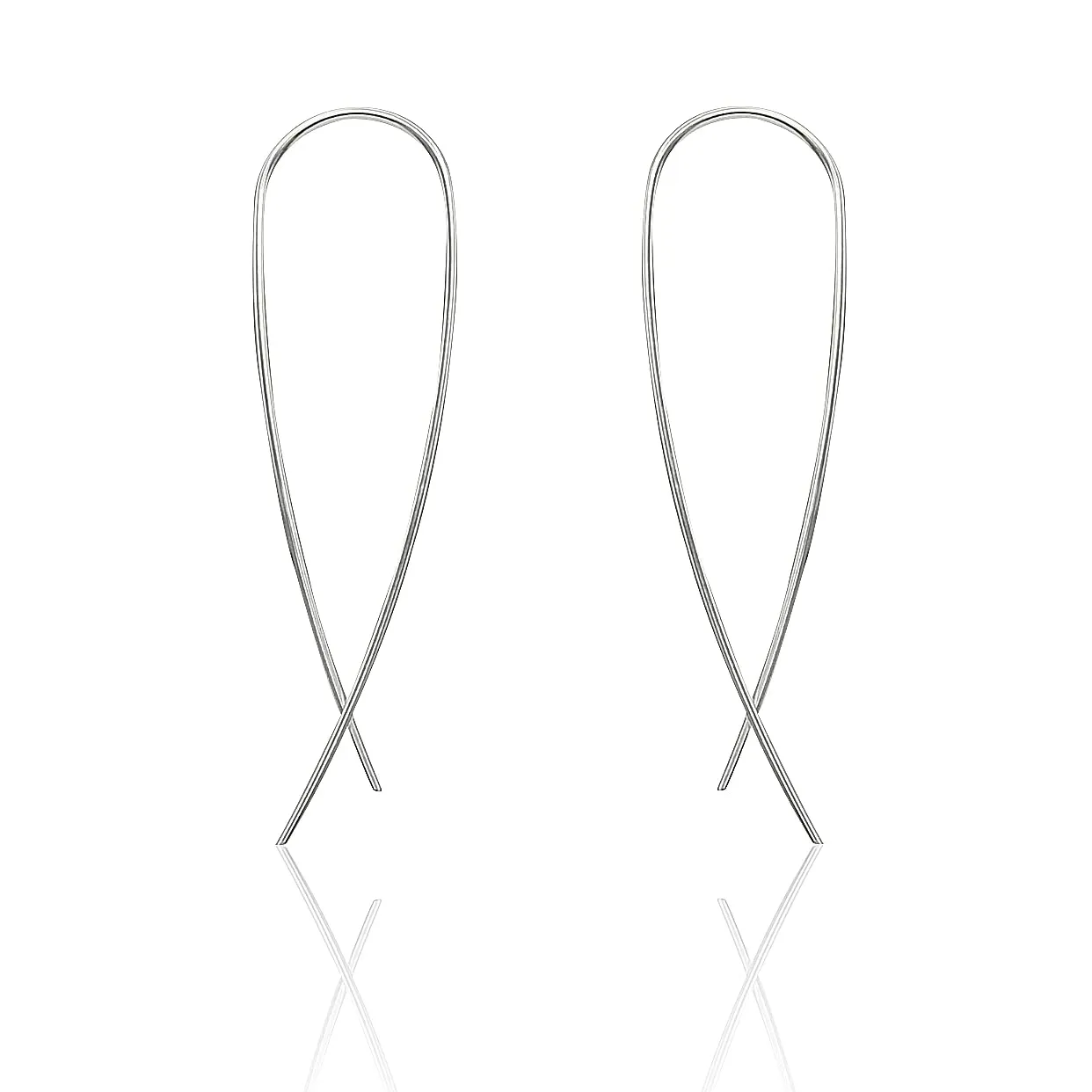 925 Sterling Silver Handmade Pull through Threader Minimalist Wire Hoop Earrings for Women