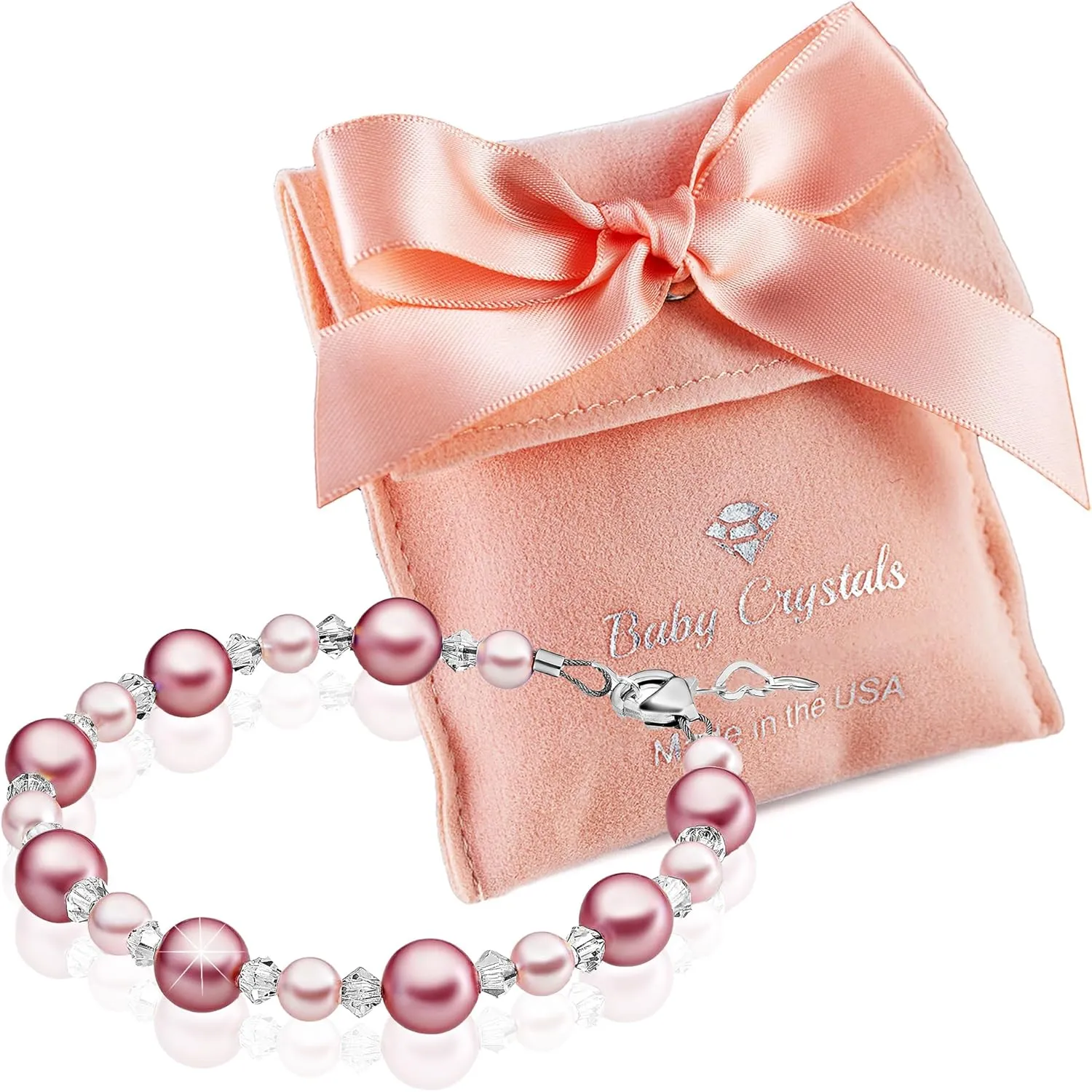 925 Sterling Silver Rose Pearl Bracelet for girls, Newborn Baby Bracelets for Infant Girls, Toddler Bracelets and little Girl Jewelry, Gifts for Teenage Girls