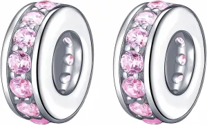 925 Sterling Silver Spacer Charm Bead with Clear CZ for Pandora Charms Bracelets