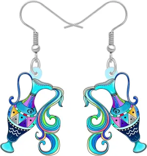 Acrylic Zodiac Sign Earrings Dangle Jewelry Anime Animals 12 Constellation Earrings Gifts for Women Bestie Charms