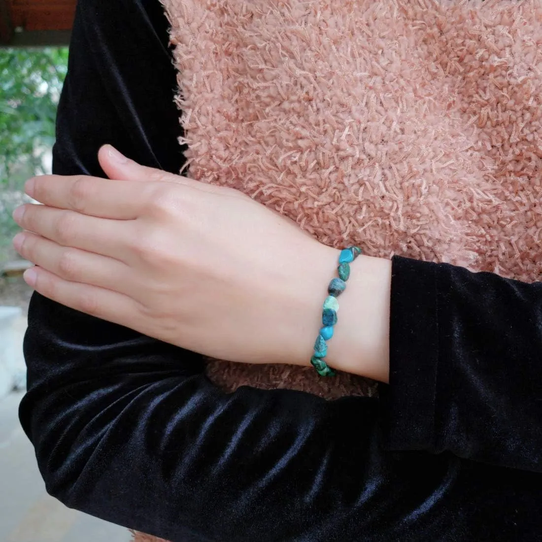 Adabele 1pc Natural Stretch Gemstone Bracelet 5mm-10mm Free Form Bead 7 Inch 7.5 Inch Healing Crystal Engergy Quartz Chakra Jewelry Women Birthday Gift