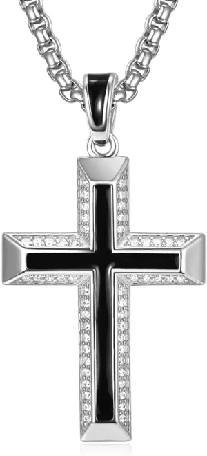 ADMETUS Cross Necklaces 925 Sterling Silver Cross Chain Pendant Jewelry Gifts for Men with 22" 2" Rolo Chain