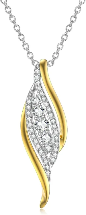 Aihpos Twisted Infinity Moissanite Necklaces for Women Platinum Plated Silver Two Tone Moissanite Pendant Necklace, 18''-20''