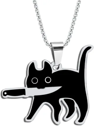 Aisity Cat Necklaces Gifts for Cats Mom Dad Cat Themed Gifts Funny Cool Stuff Cats Jewelry Gift for Women Dad Teens Catty Lady Lovers Birthday Christmas Halloween Basket Stuff Gift for Women