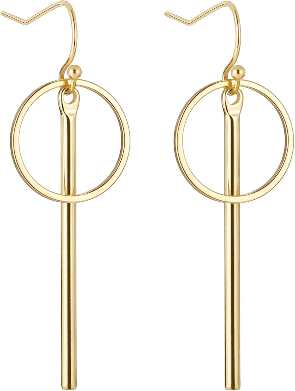 Aobei Pearl 18K Gold/Platimun Plated Brass Long Vertical Bar Drop Dangle Earring Minimal Hanging Earrings Geometric jewelry for Women
