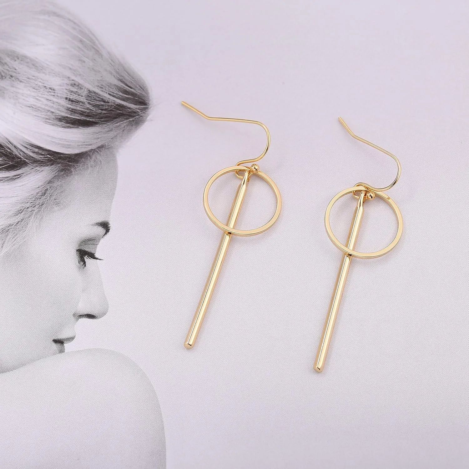 Aobei Pearl 18K Gold/Platimun Plated Brass Long Vertical Bar Drop Dangle Earring Minimal Hanging Earrings Geometric jewelry for Women