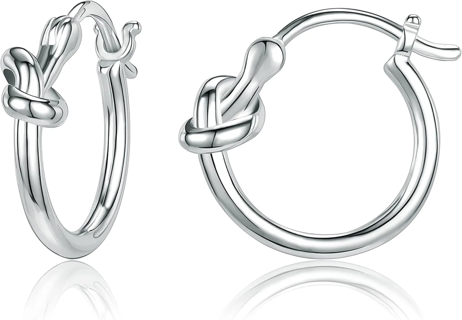 AoedeJ 925 Sterling Silver Hoop Earrings, High Polished Round Tiny Click-Top Hoop Earrings, Small Clasp Hoop Piercing Earrings