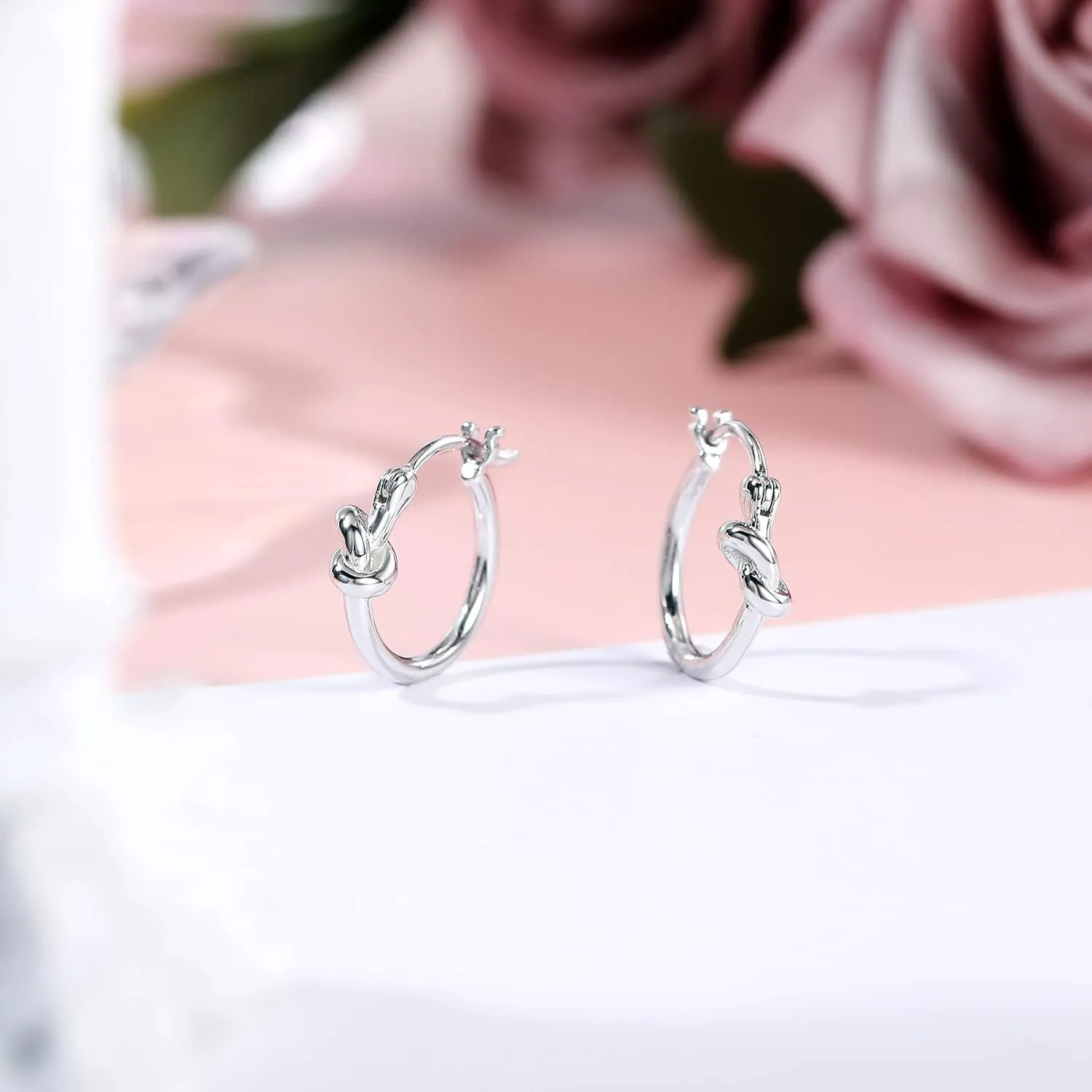 AoedeJ 925 Sterling Silver Hoop Earrings, High Polished Round Tiny Click-Top Hoop Earrings, Small Clasp Hoop Piercing Earrings