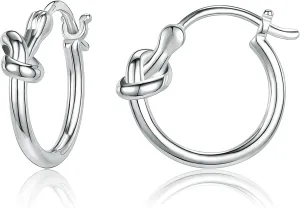 AoedeJ 925 Sterling Silver Hoop Earrings, High Polished Round Tiny Click-Top Hoop Earrings, Small Clasp Hoop Piercing Earrings