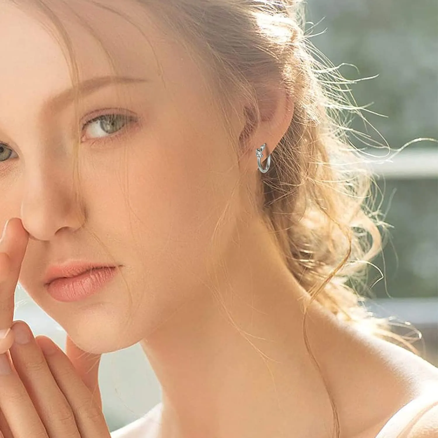 AoedeJ 925 Sterling Silver Hoop Earrings, High Polished Round Tiny Click-Top Hoop Earrings, Small Clasp Hoop Piercing Earrings
