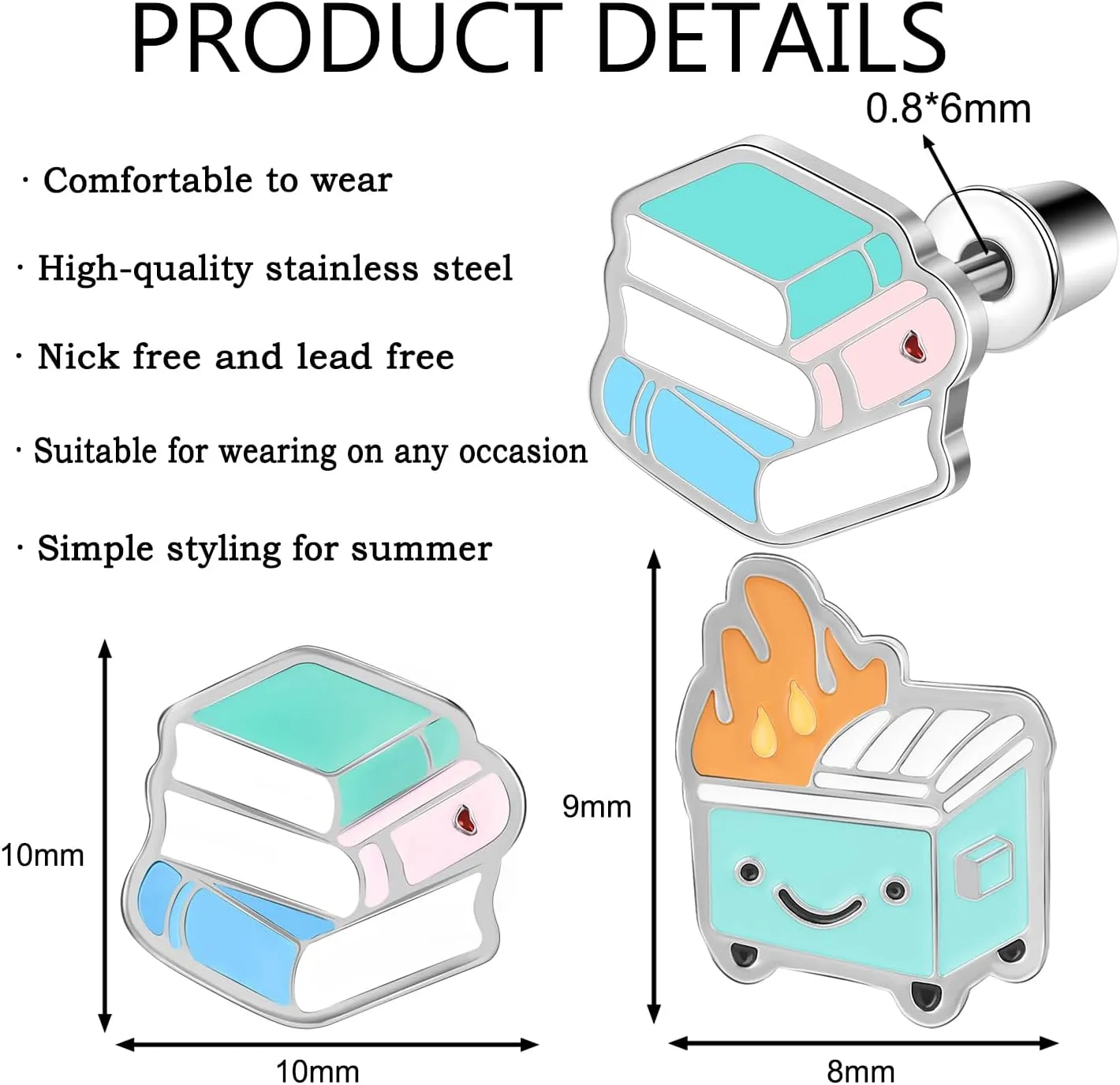 AOEDEJ Small Stud Earrings for Women Cute Stainless Steel Earrings for Sensitive Ears Hypoallergenic for Birthday Gifts