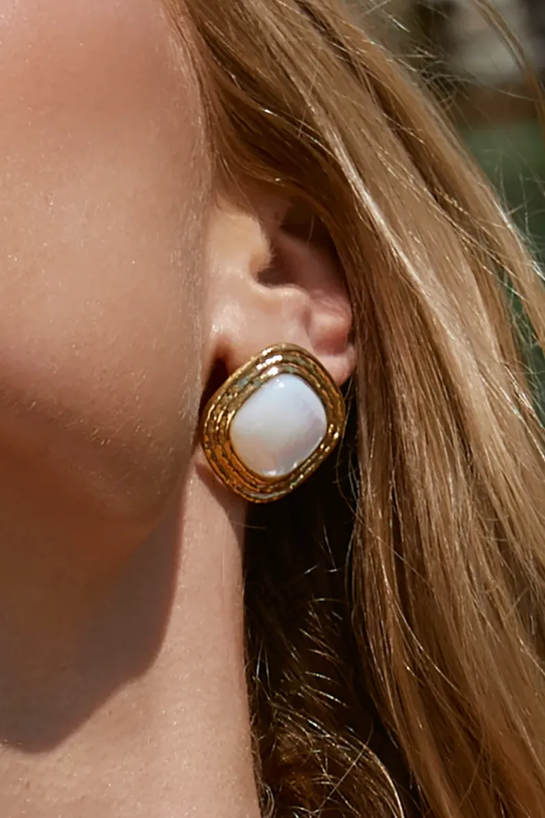 ARMS OF EVE OPHELIA MOTHER OF PEARL EARRINGS - GOLD PLATED