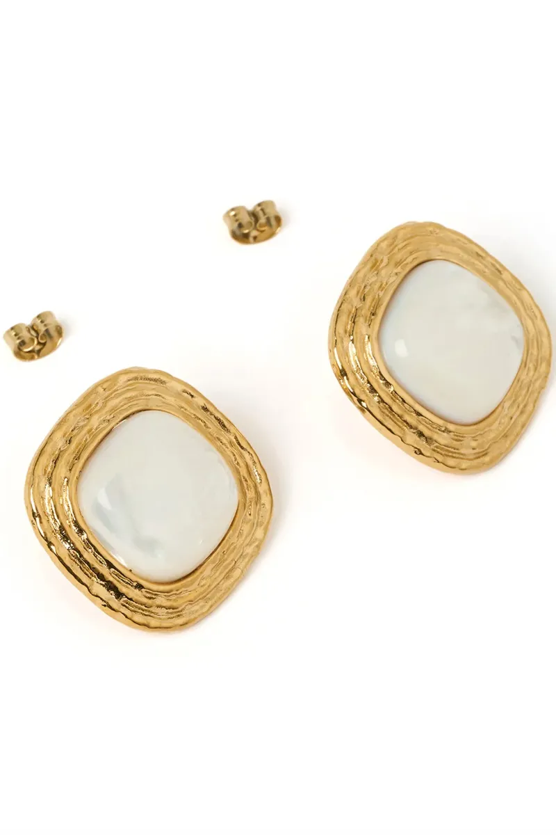 ARMS OF EVE OPHELIA MOTHER OF PEARL EARRINGS - GOLD PLATED