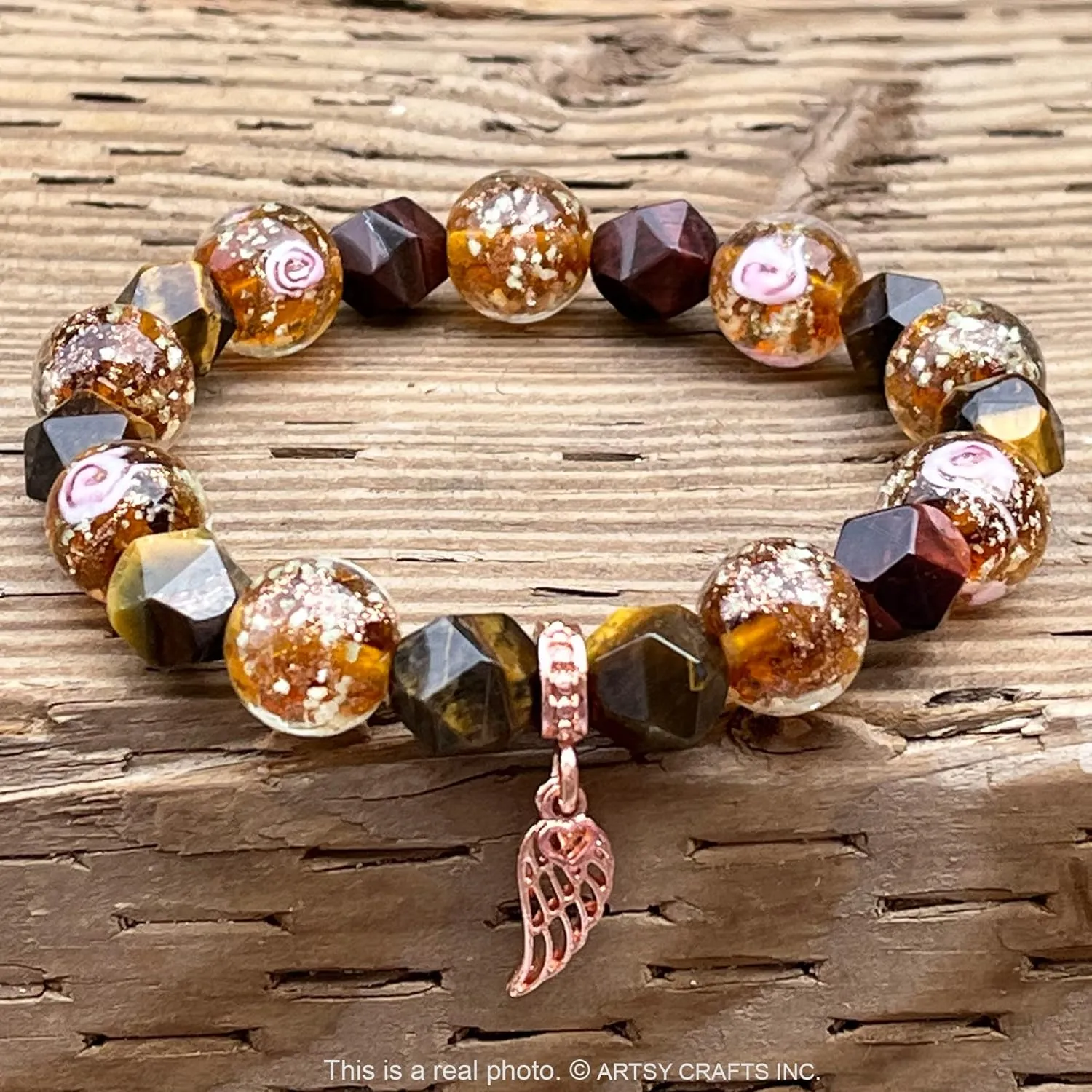 ARTSY Crafts Glow in the Dark Firefly Beads   Natural Gemstone Bracelets, Handmade in USA