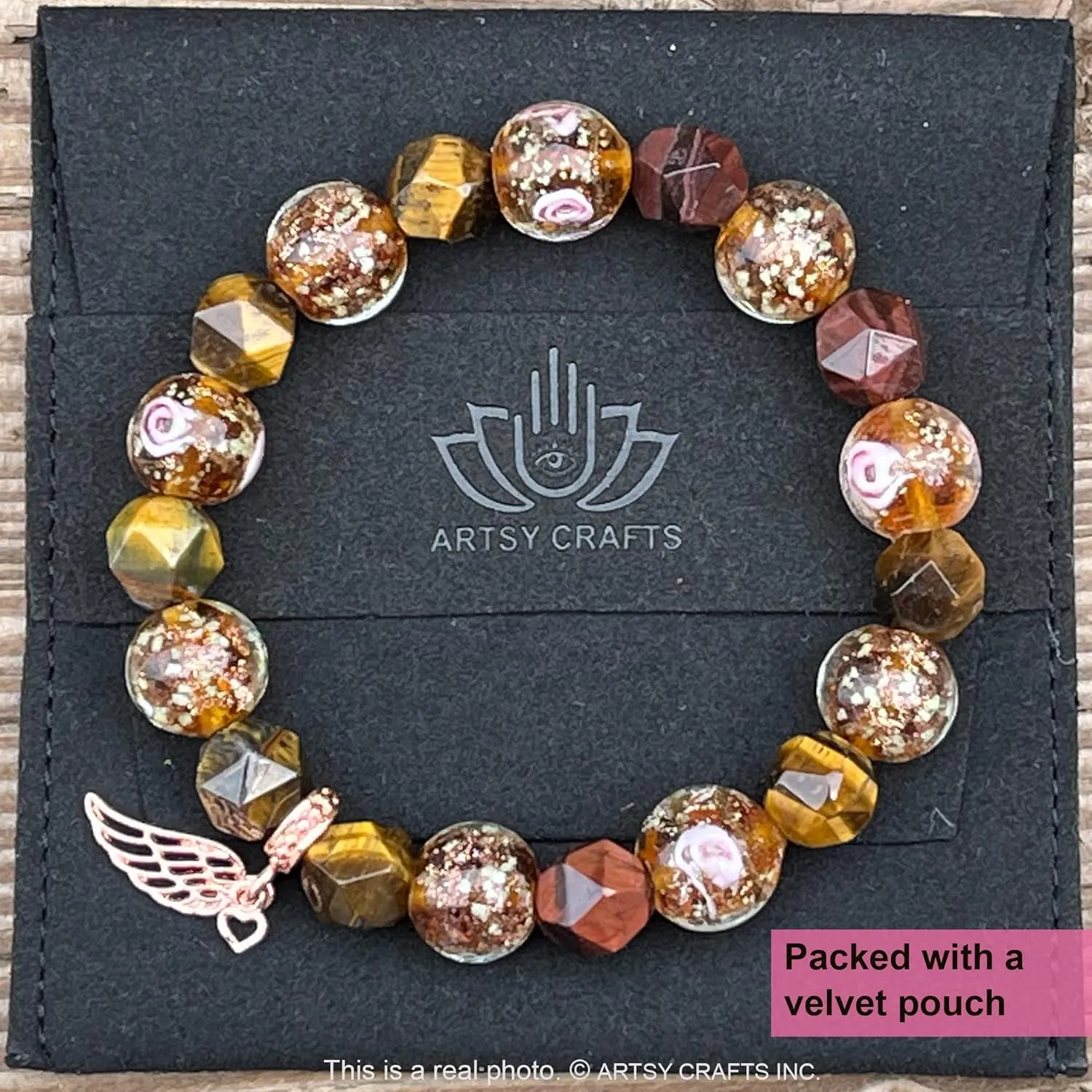 ARTSY Crafts Glow in the Dark Firefly Beads   Natural Gemstone Bracelets, Handmade in USA