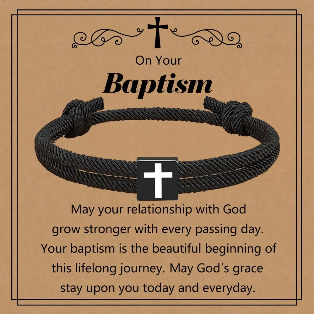 Baptism Gifts for Boys,Braided Rope Cross Christian Bracelet Christmas Gift for Baby Boy,Christening First Holy Communion Gifts for Kids Teen Boy Baptism gifts