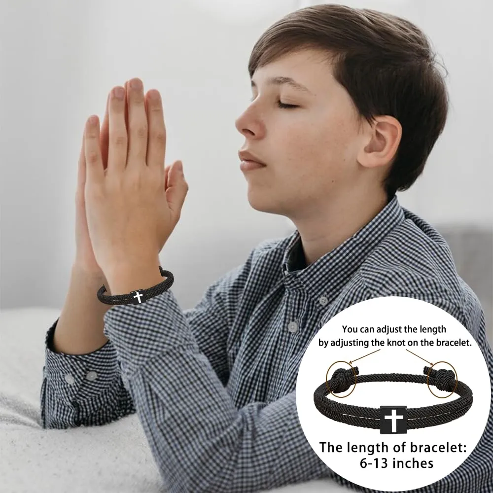 Baptism Gifts for Boys,Braided Rope Cross Christian Bracelet Christmas Gift for Baby Boy,Christening First Holy Communion Gifts for Kids Teen Boy Baptism gifts
