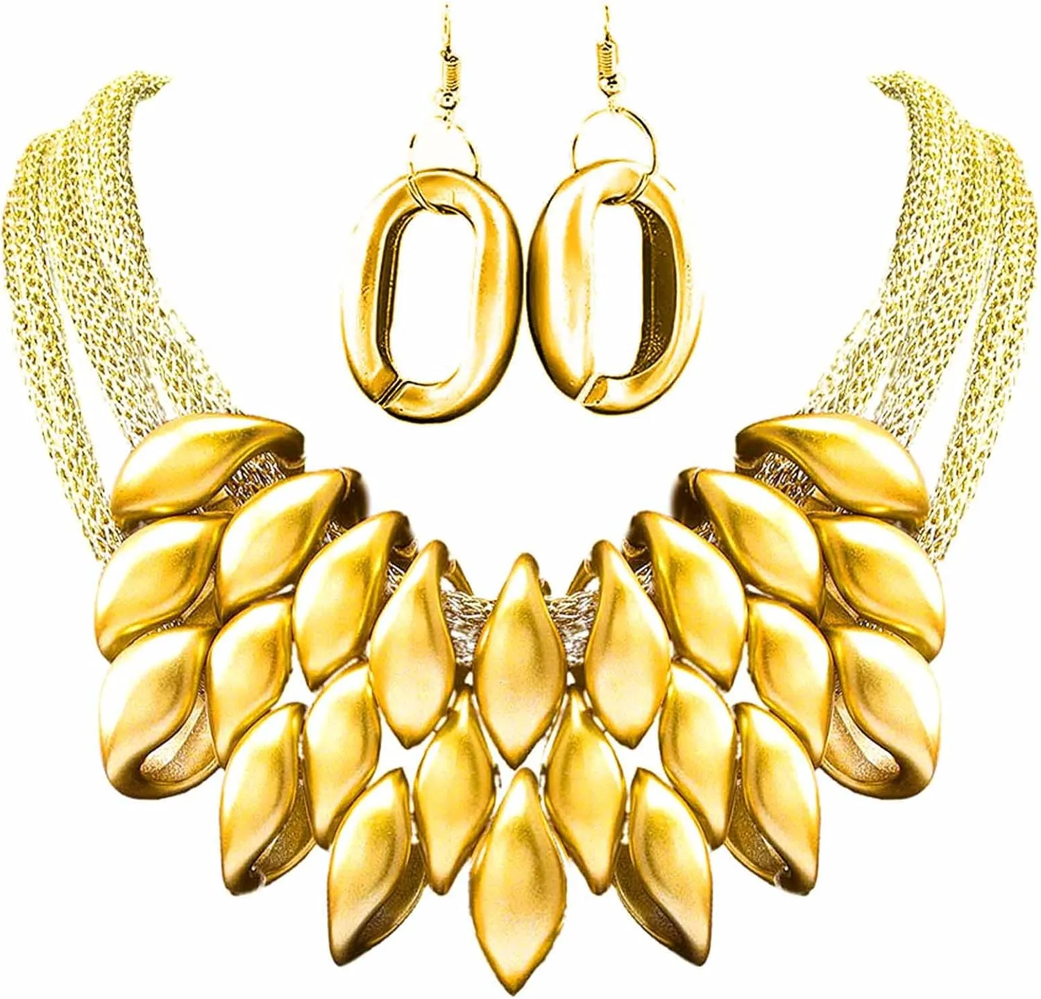 Barode African Bib Choker Necklaces Gold Statement Necklace Collar Chunky Choker National Tribal Necklace Jewelry for Women