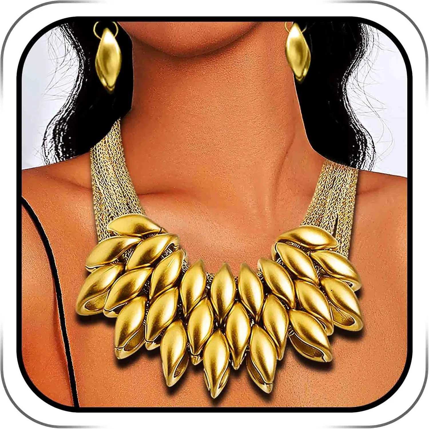 Barode African Bib Choker Necklaces Gold Statement Necklace Collar Chunky Choker National Tribal Necklace Jewelry for Women
