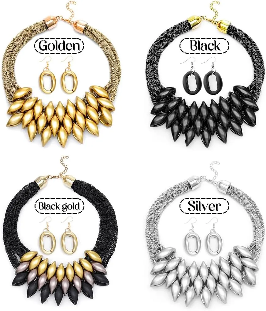 Barode African Bib Choker Necklaces Gold Statement Necklace Collar Chunky Choker National Tribal Necklace Jewelry for Women