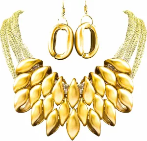 Barode African Bib Choker Necklaces Gold Statement Necklace Collar Chunky Choker National Tribal Necklace Jewelry for Women