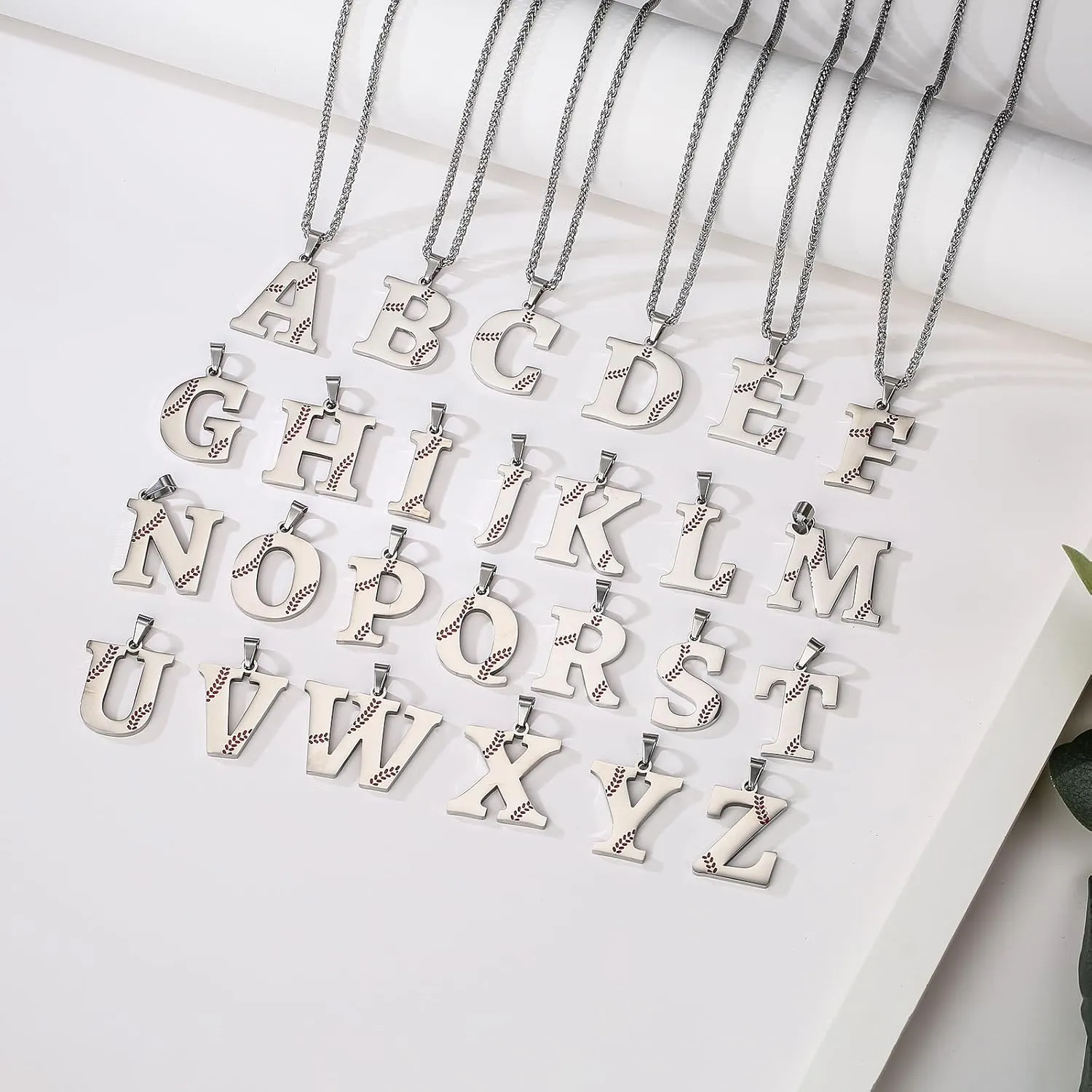 Baseball Initial Letter Necklace for Women, Stainless Steel Pendant Accessories Sport Charm Necklaces Personalized A-Z Letter Baseball Gift for Team Player Athlete Lover Fans Jewelry