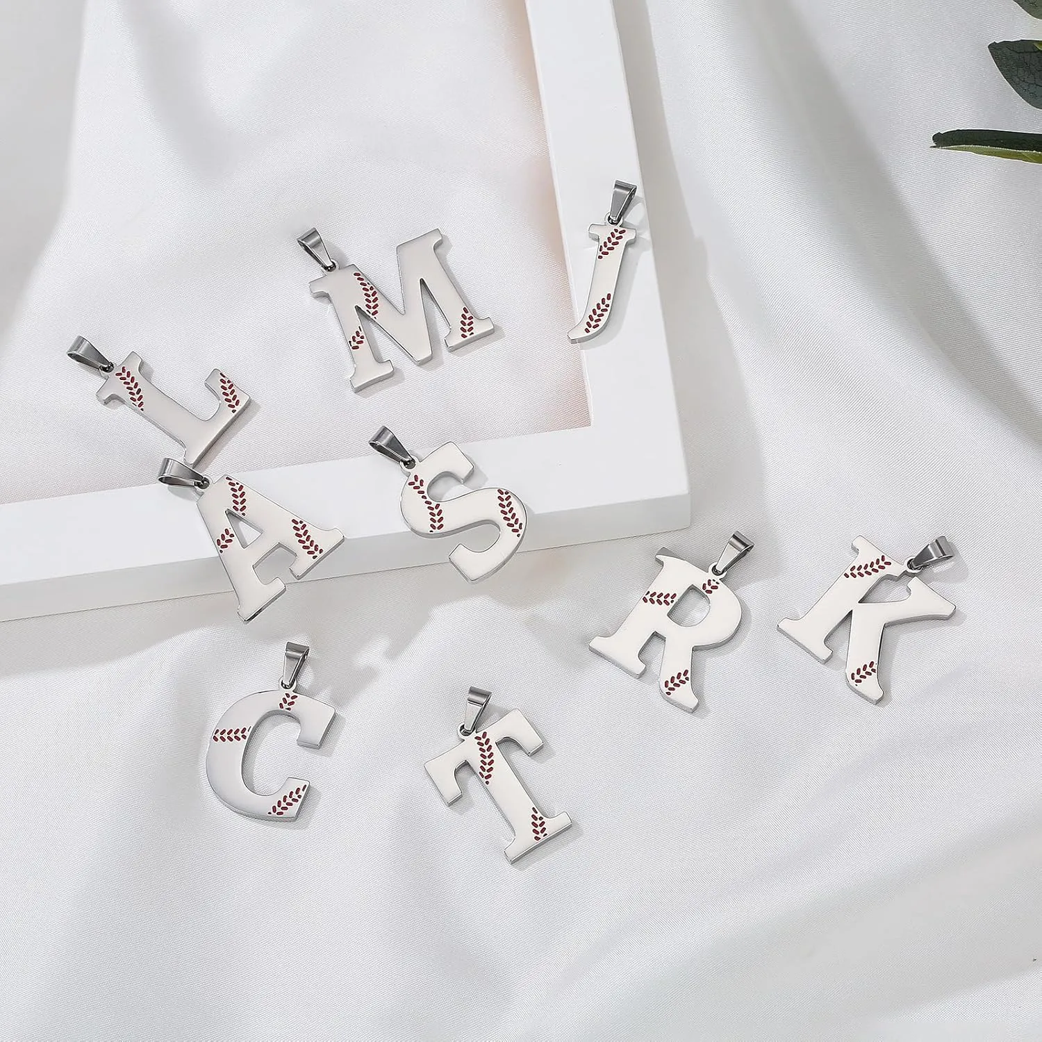 Baseball Initial Letter Necklace for Women, Stainless Steel Pendant Accessories Sport Charm Necklaces Personalized A-Z Letter Baseball Gift for Team Player Athlete Lover Fans Jewelry