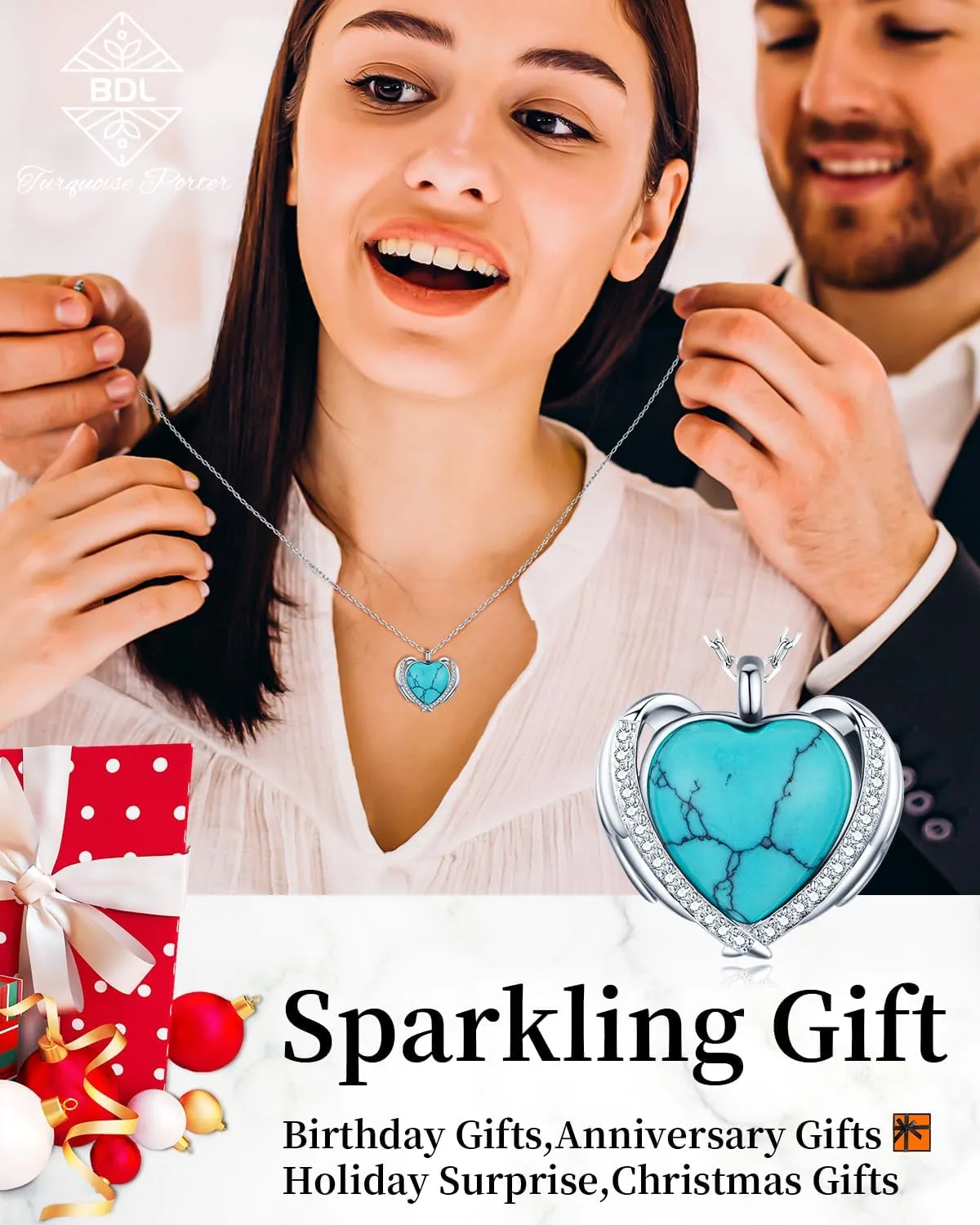 BDL Genuine Turquoise Jewelry for Women, Sterling Silver Earrings and Necklaces for Women, Leverback Dangle Drop Earrings Jewelry
