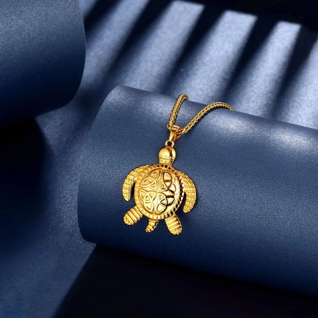beautlace Turtle Necklaces/Rings Celtic Knot Pendant Silver/18K Gold/Black Gun Plated Animals Necklace Jewelry Gifts for Men and Women