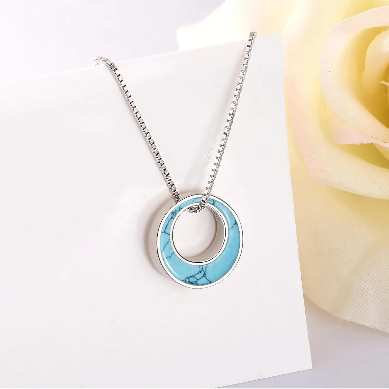 BEILIN Sterling Silver Circle of Life Eternity Memorial Urn Necklace Always with me Cremation Jewelry Pendant Necklaces for ashes