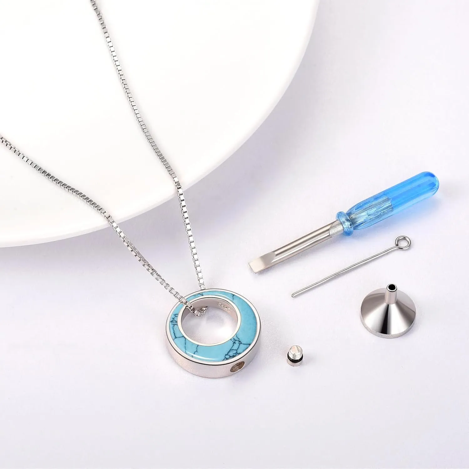BEILIN Sterling Silver Circle of Life Eternity Memorial Urn Necklace Always with me Cremation Jewelry Pendant Necklaces for ashes