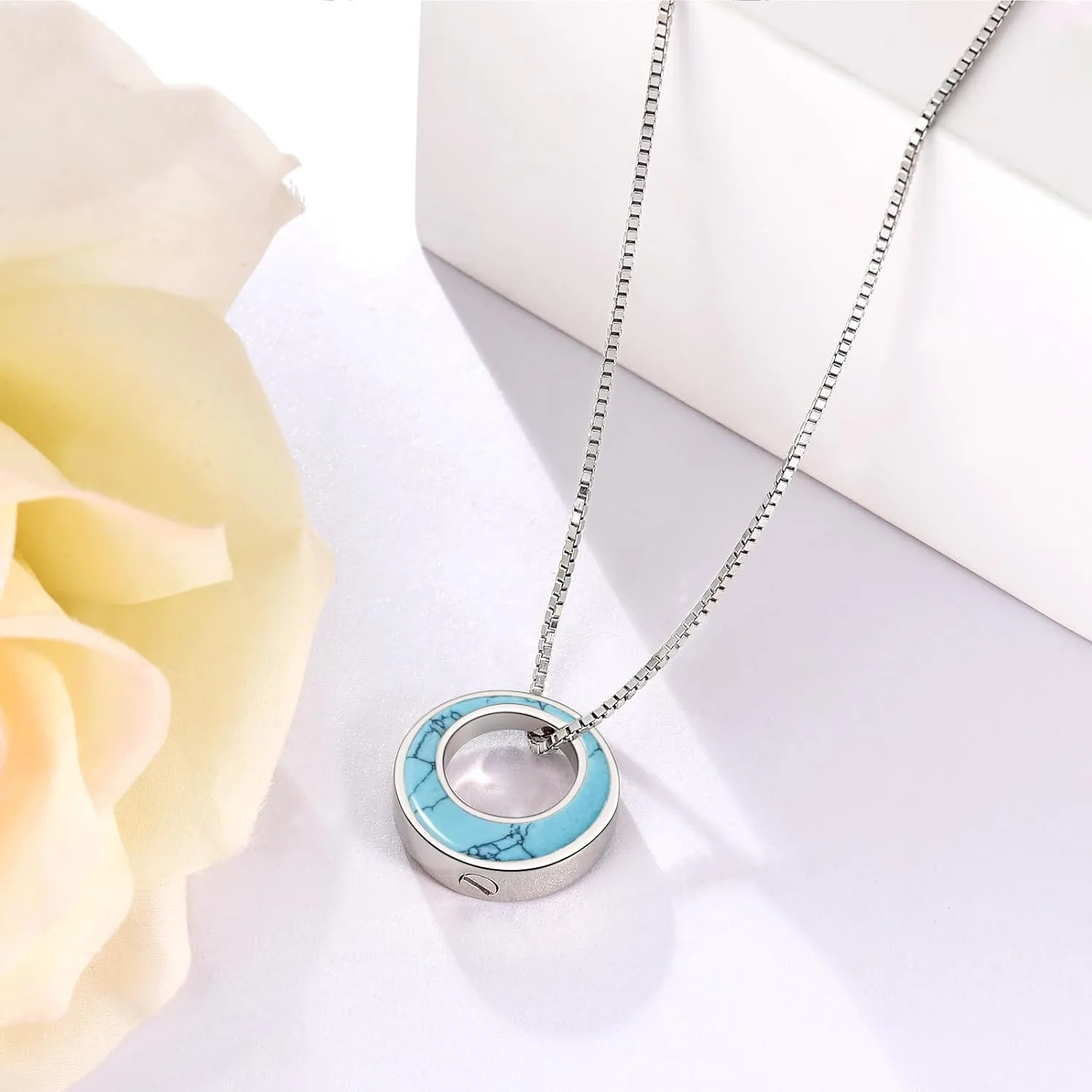 BEILIN Sterling Silver Circle of Life Eternity Memorial Urn Necklace Always with me Cremation Jewelry Pendant Necklaces for ashes