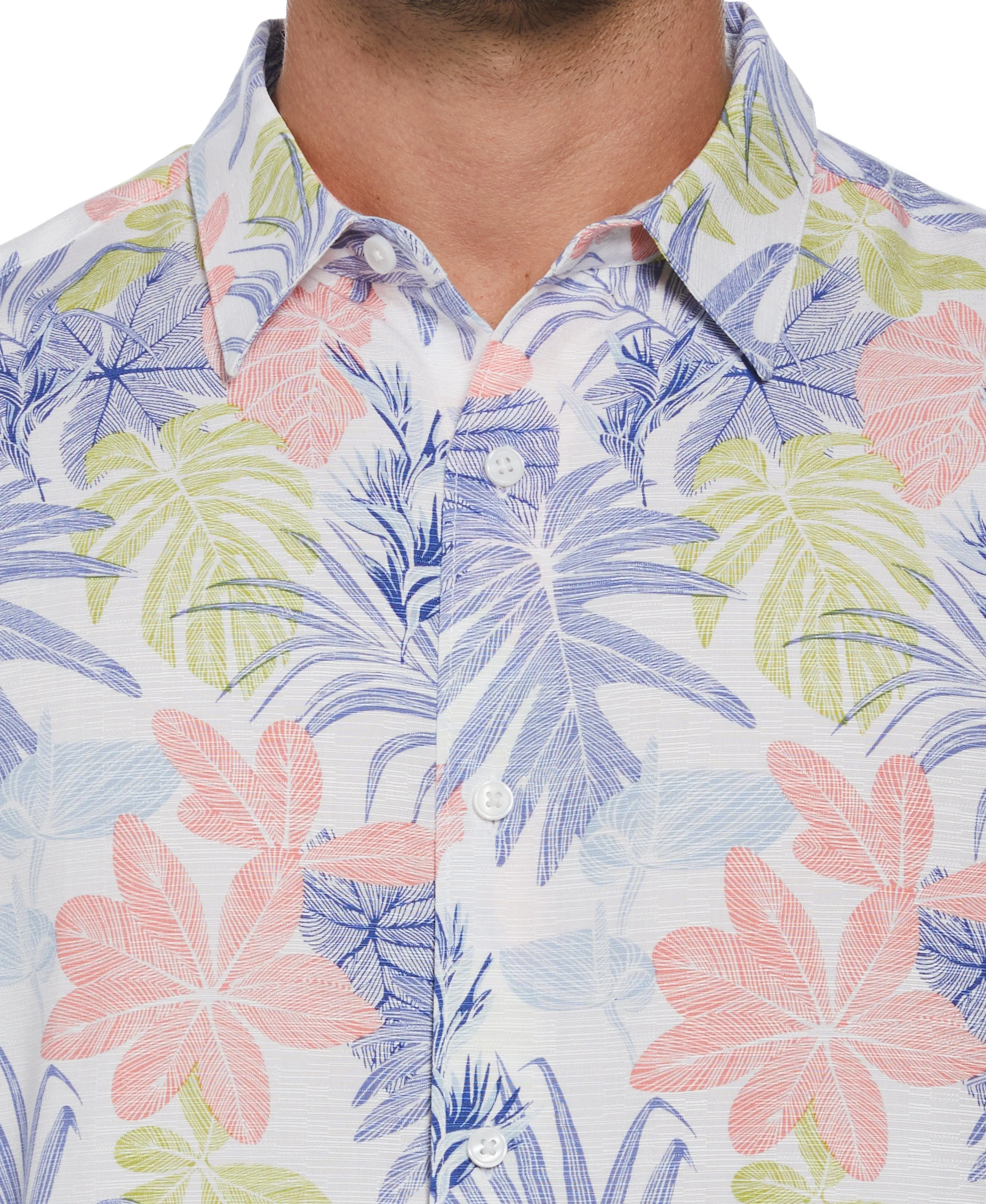 Big & Tall Textured Floral Leaf Print Shirt