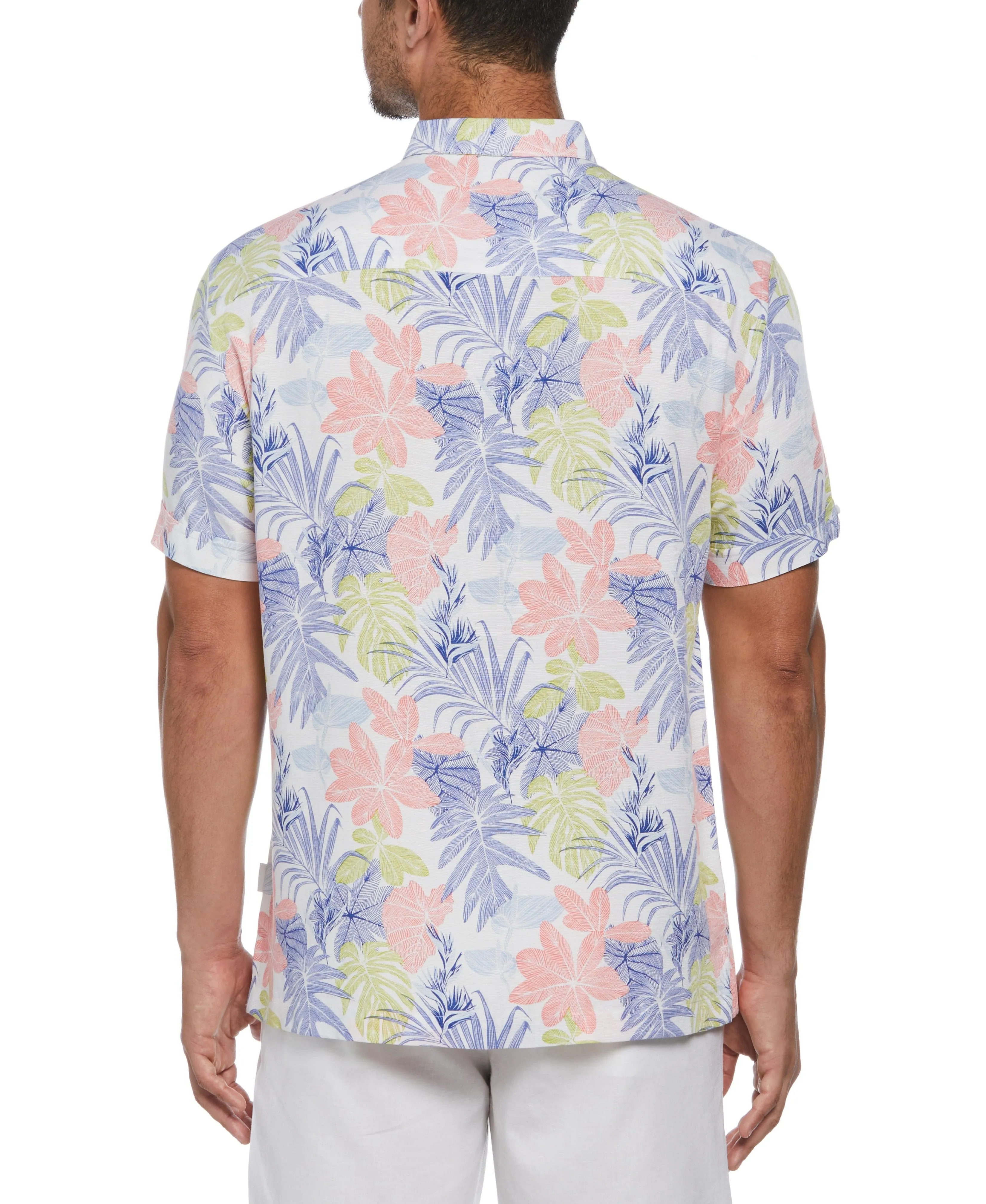 Big & Tall Textured Floral Leaf Print Shirt