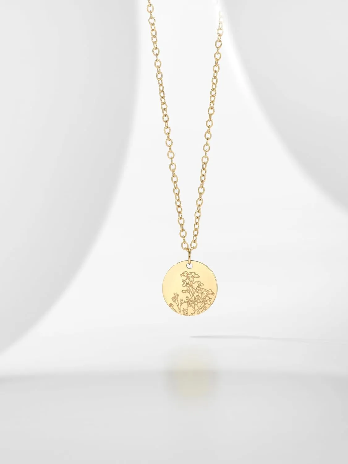 Birth Flower Necklace, Gold Layered Necklaces for Women, Birth Month Flower Coin Pendant Necklace Set, Satellite Chain, Birthday Gifts