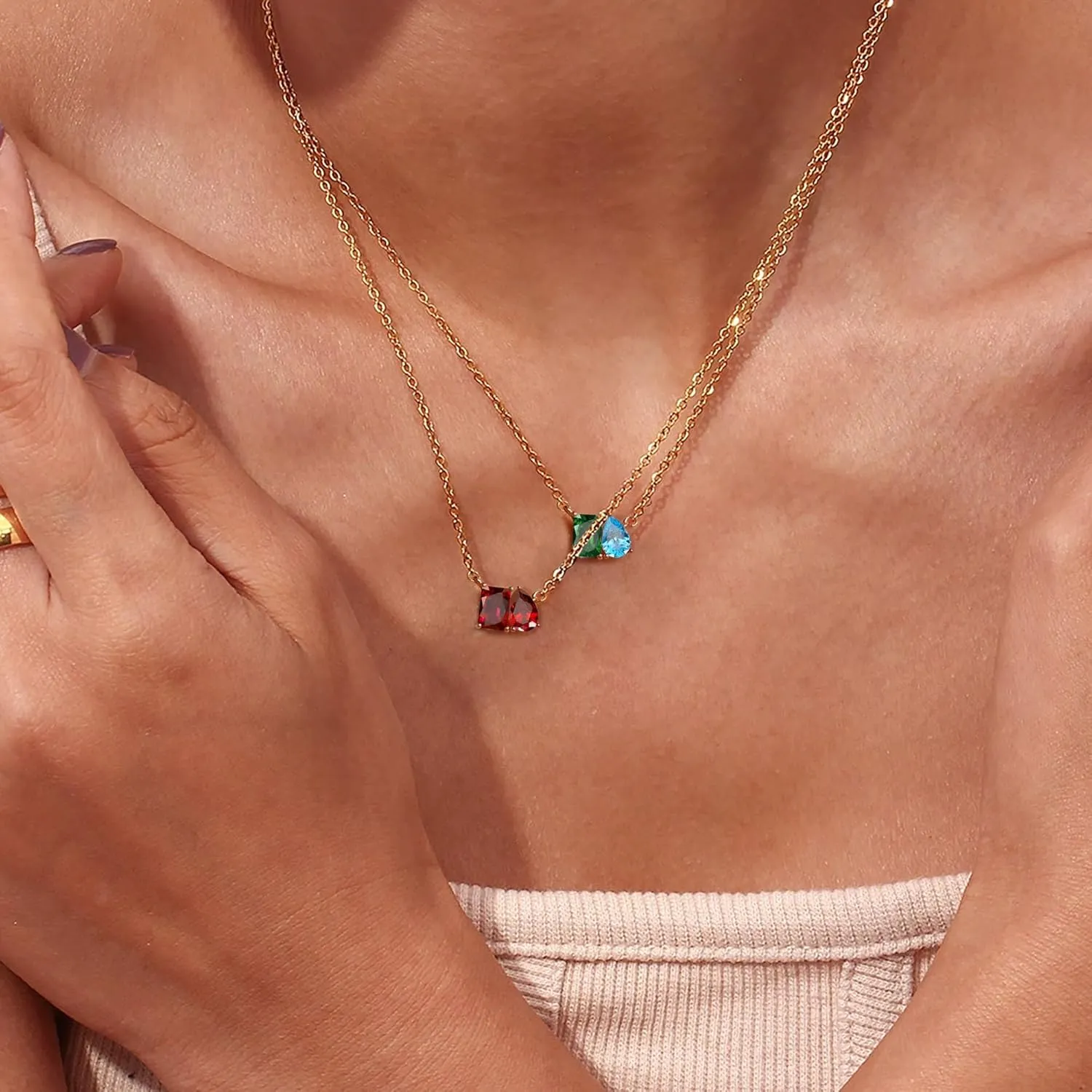 Birthstone Necklace for Women Teen Gifts 14K Gold Plated Necklace with 1-12 Birthstone 16th 18th 21st 30th 50th Birthday Gift for Her Anniversary Friendship Christmas Gifts Jewelry