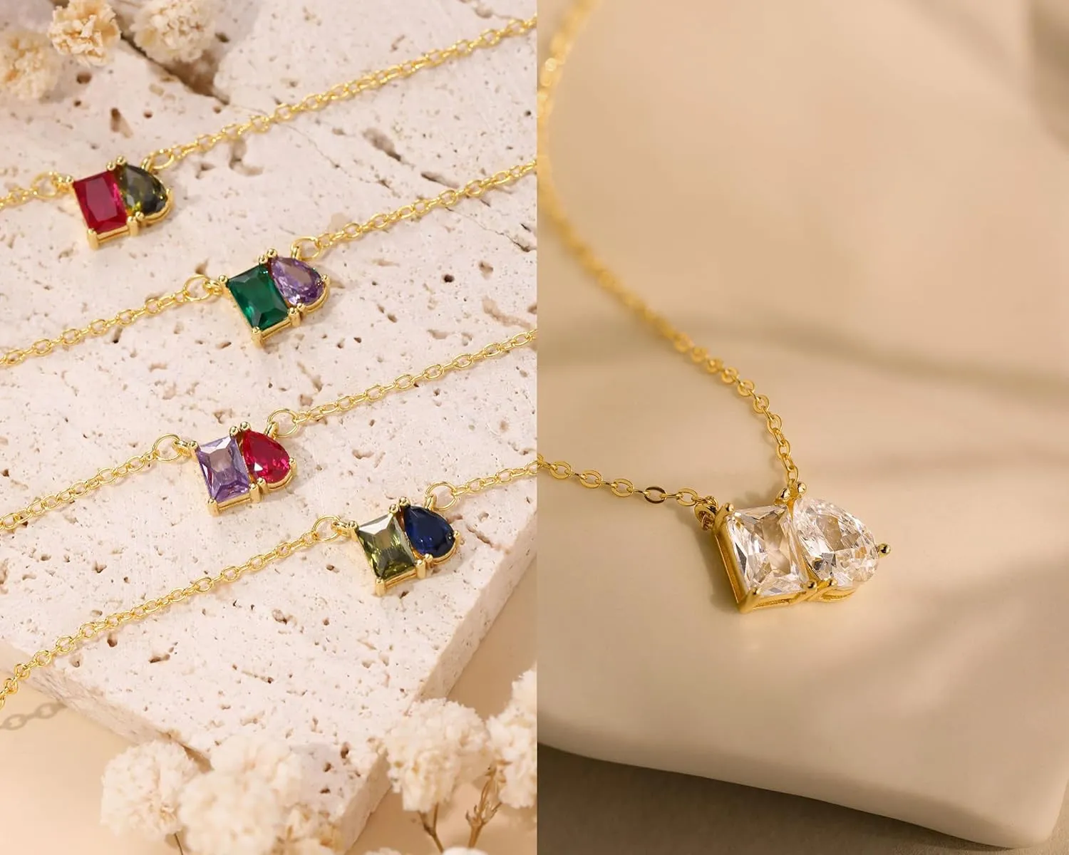 Birthstone Necklace for Women Teen Gifts 14K Gold Plated Necklace with 1-12 Birthstone 16th 18th 21st 30th 50th Birthday Gift for Her Anniversary Friendship Christmas Gifts Jewelry