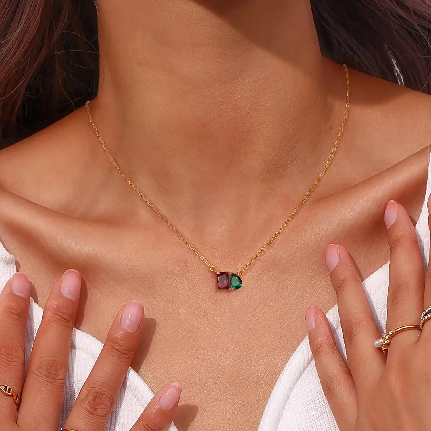 Birthstone Necklace for Women Teen Gifts 14K Gold Plated Necklace with 1-12 Birthstone 16th 18th 21st 30th 50th Birthday Gift for Her Anniversary Friendship Christmas Gifts Jewelry