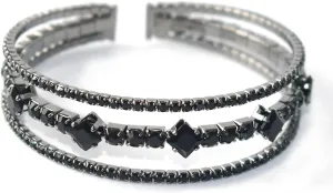 Black Cuff Bracelet for Women Crystal Rhinestone Bracelet for Women Black Bracelet Open Cuff Bangle Sparkly Jewelry for Women Prom Wedding Party Gifts