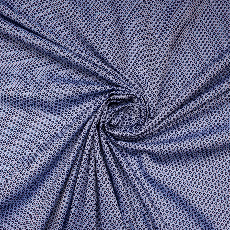 Blue Dainty Floral Printed Poplin Cotton Shirting