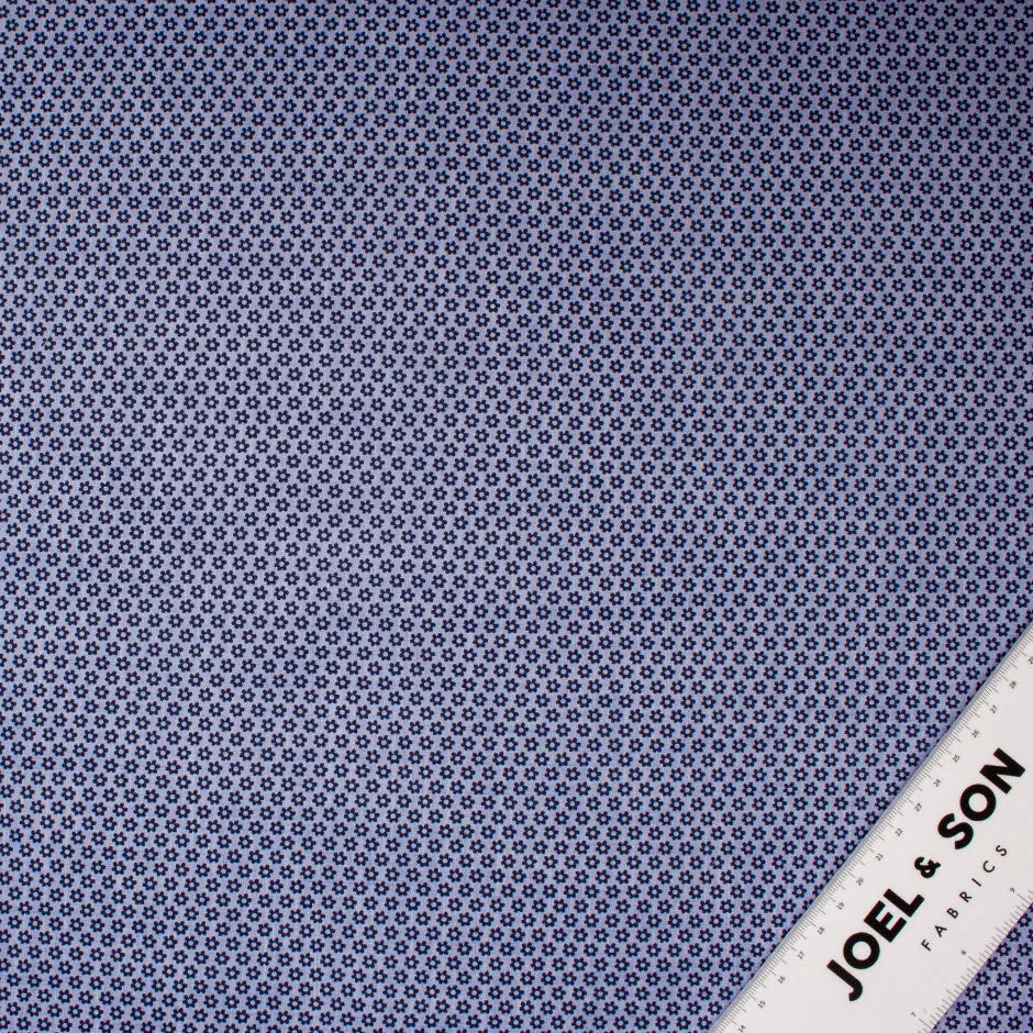 Blue Dainty Floral Printed Poplin Cotton Shirting