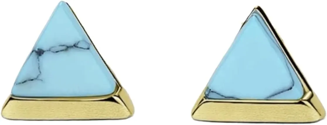 Blue Turquoise Earrings, 18k Gold Plated over Sterling Silver Boho Stud Earrings for Women - Perfect for Multiple Piercings- Hypoallergenic Sterling Silver- Nickel Free, Hypoallergenic